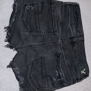 Black Distressed Denim Shorts